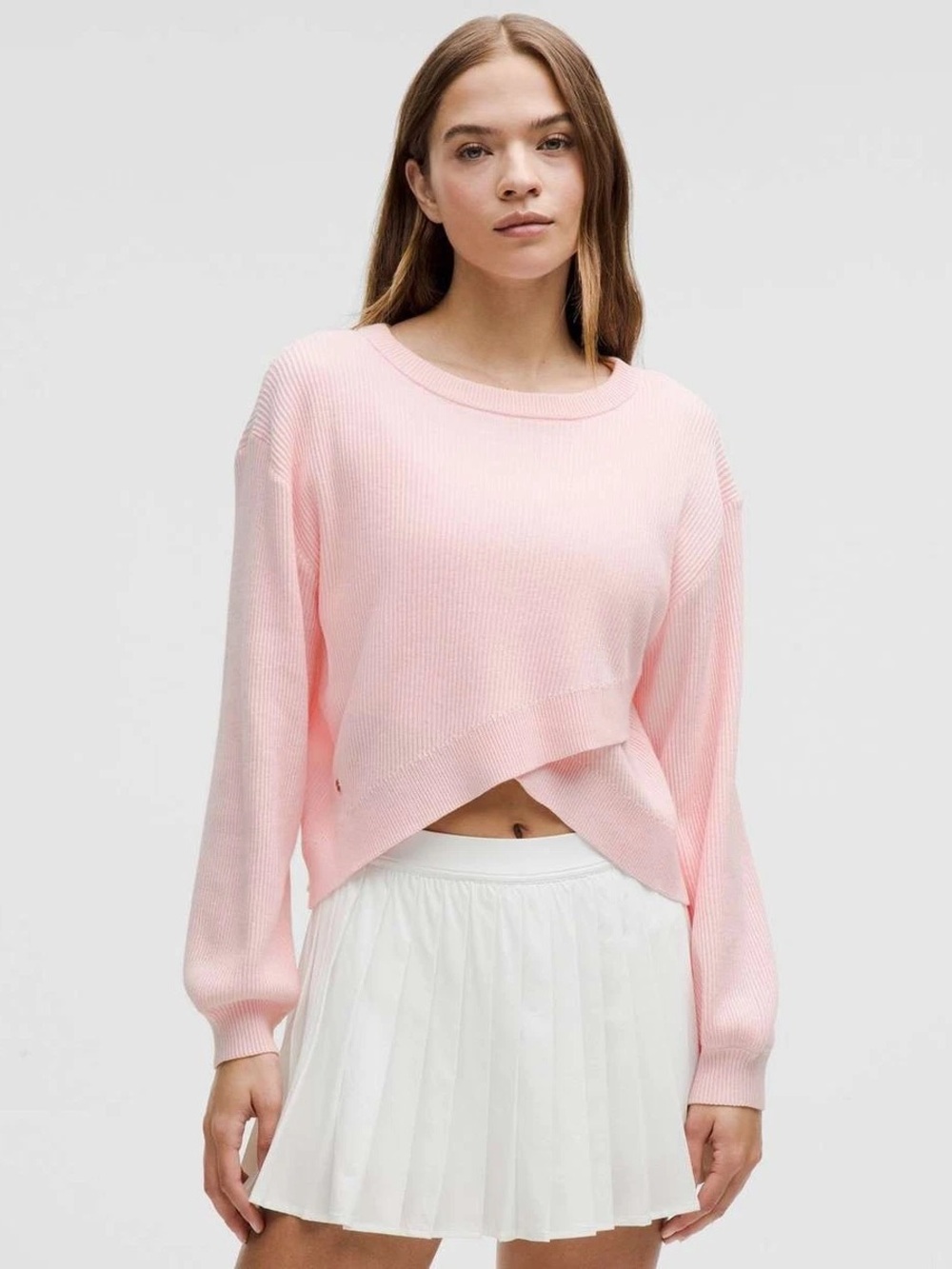 Lululemon Light Pink Cropped Ribbed Sweater